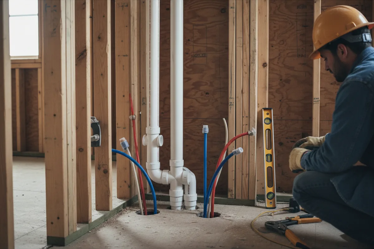 Drain and supply rough-in during Sump Pump Repair in La Jolla