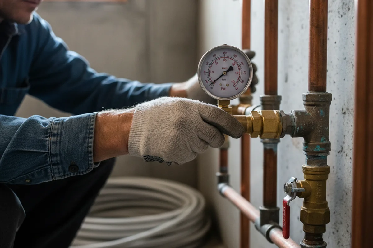 Pressure testing a repaired line during Water Line Repair in La Jolla